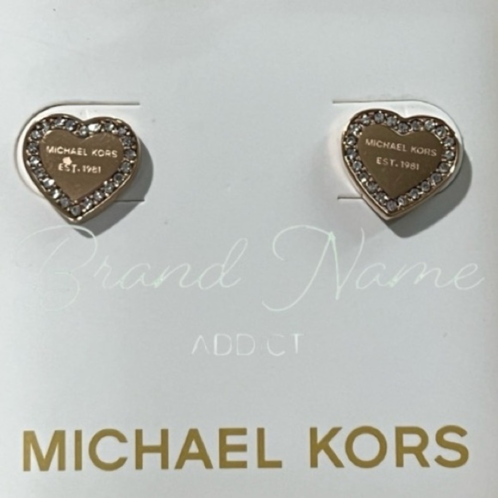 Michael Kors Heritage Rhinestone Heart Stud Earrings - Picture 2 of 2